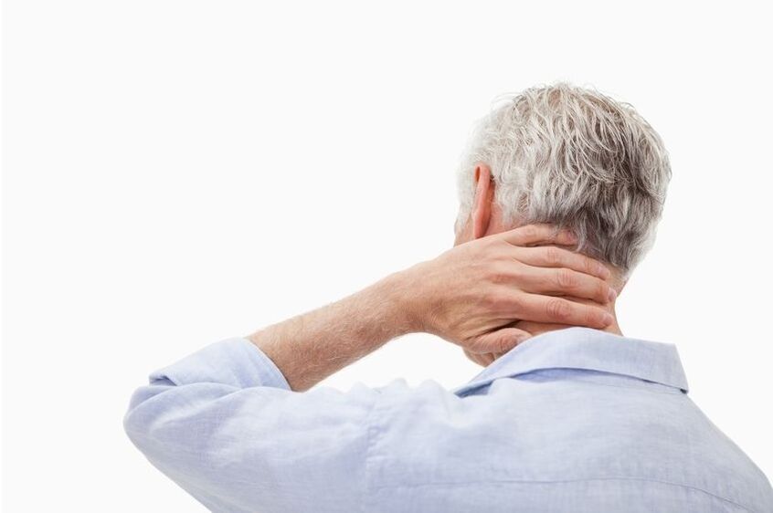 Pain in the neck due to osteochondrosis